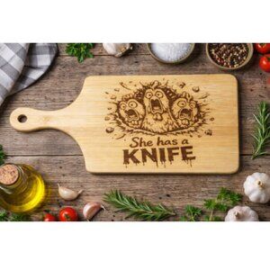 Custom Laser Engraved Bamboo Cutting Board - 11 X 5 Inch - Funny Images